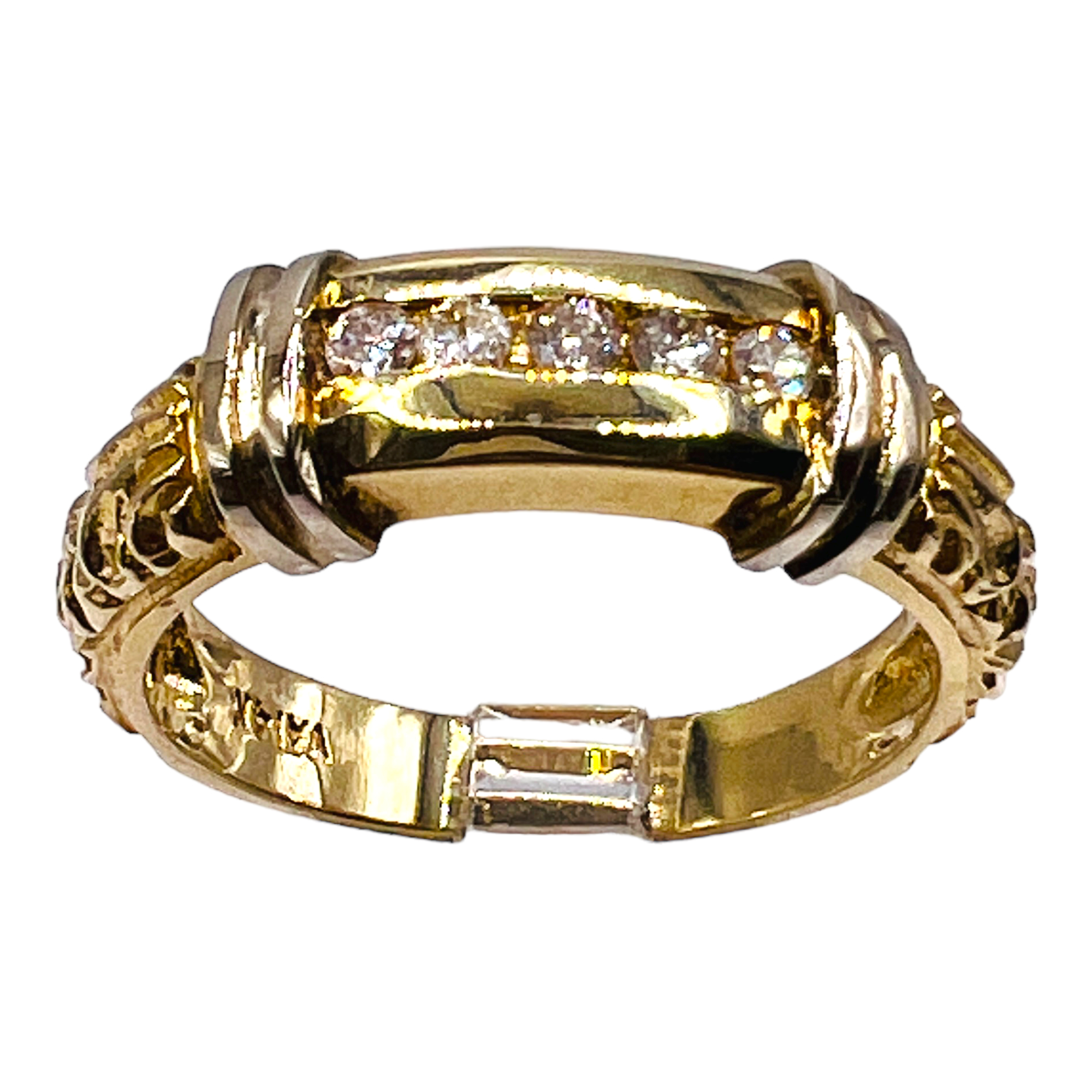 Men's two-tone gold diamond band ring