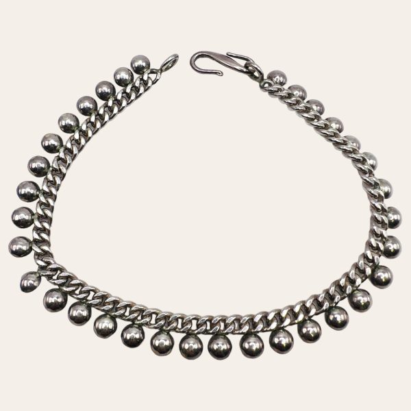 Solid 925 Sterling Silver Ethnic Style 10" Anklet