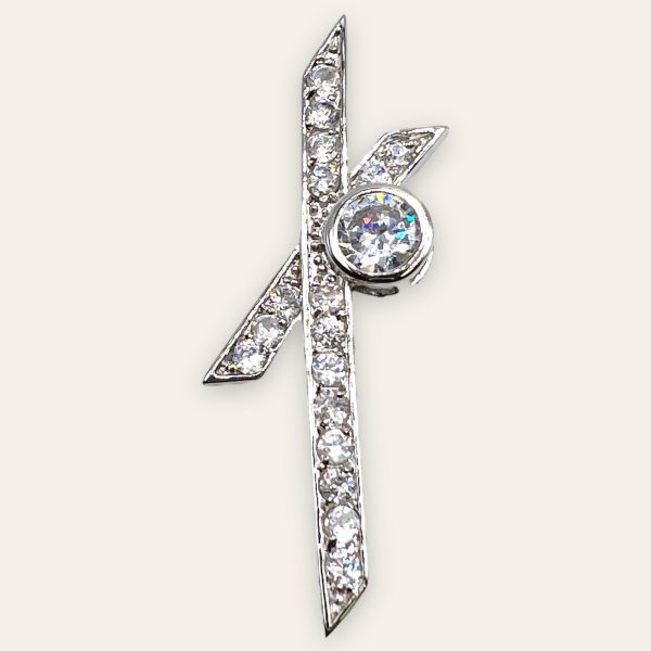 925 Sterling Silver Slide Pendant Cubic Zirconia Rhodium Finish, 2" long