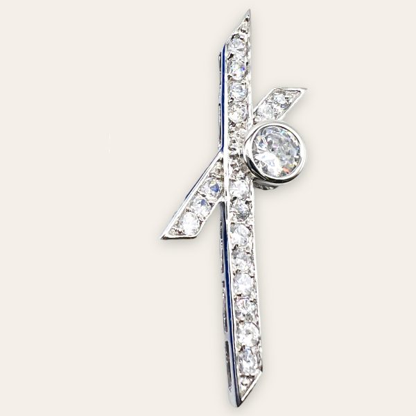 925 Sterling Silver Slide Pendant Cubic Zirconia Rhodium Finish, 2" long - Image 3