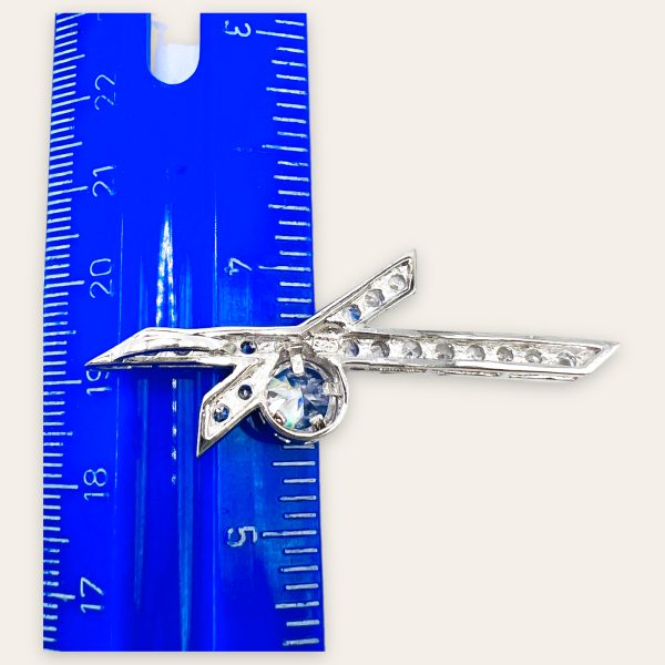 925 Sterling Silver Slide Pendant Cubic Zirconia Rhodium Finish, 2" long - Image 4