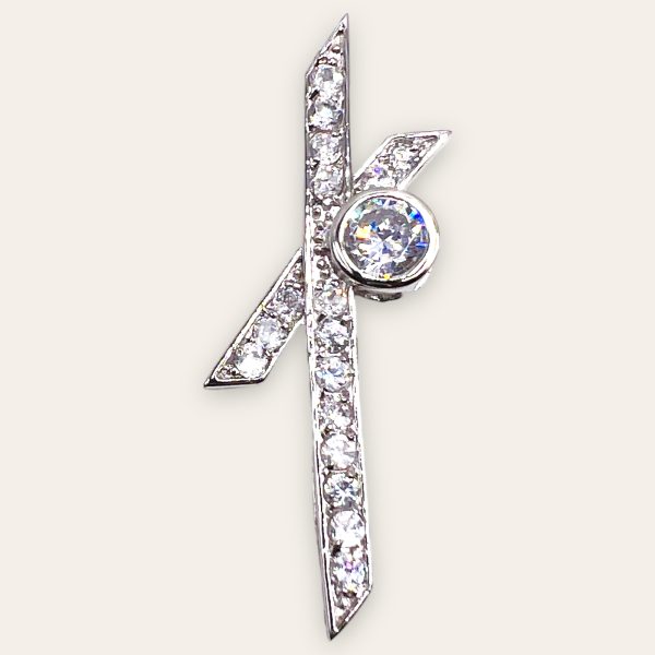 925 Sterling Silver Slide Pendant Cubic Zirconia Rhodium Finish, 2" long - Image 6