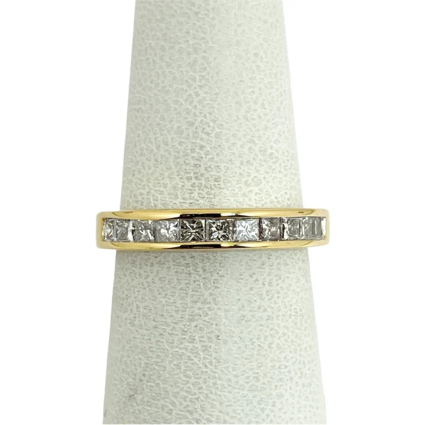 14k Yellow Solid Gold Princess Cut Diamond Band Ring, Size 5.5 - Image 8