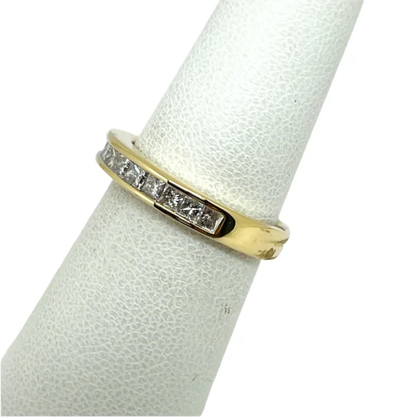 14k Yellow Solid Gold Princess Cut Diamond Band Ring, Size 5.5 - Image 9