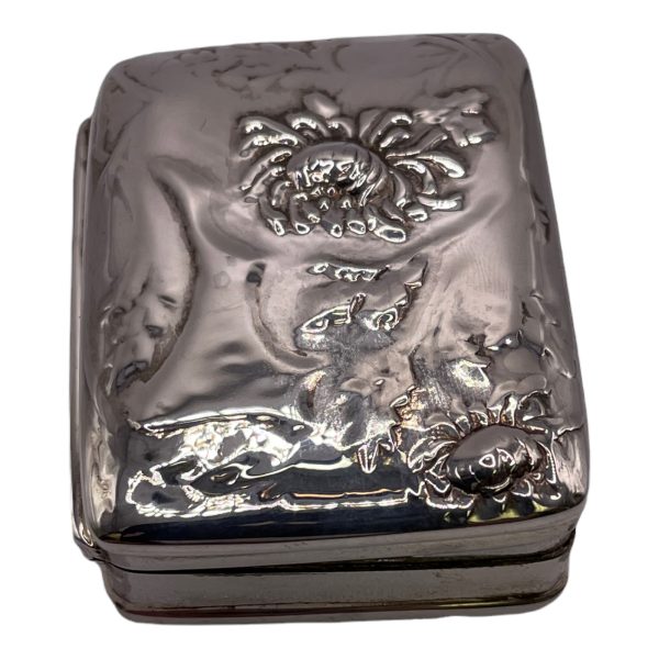 Sterling Silver Flower Design Pill Box - Image 2