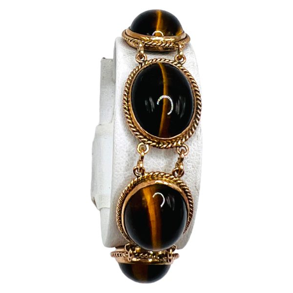 14k Yellow Gold Bracelet w/Natural Tiger's Eye Stones - Image 6