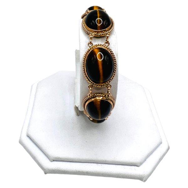 14k Yellow Gold Bracelet w/Natural Tiger's Eye Stones - Image 7