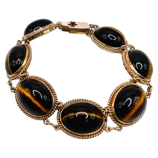 14k Yellow Gold Bracelet w/Natural Tiger's Eye Stones - Image 8