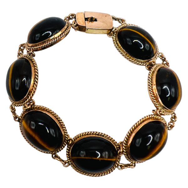 14k Yellow Gold Bracelet w/Natural Tiger's Eye Stones - Image 9