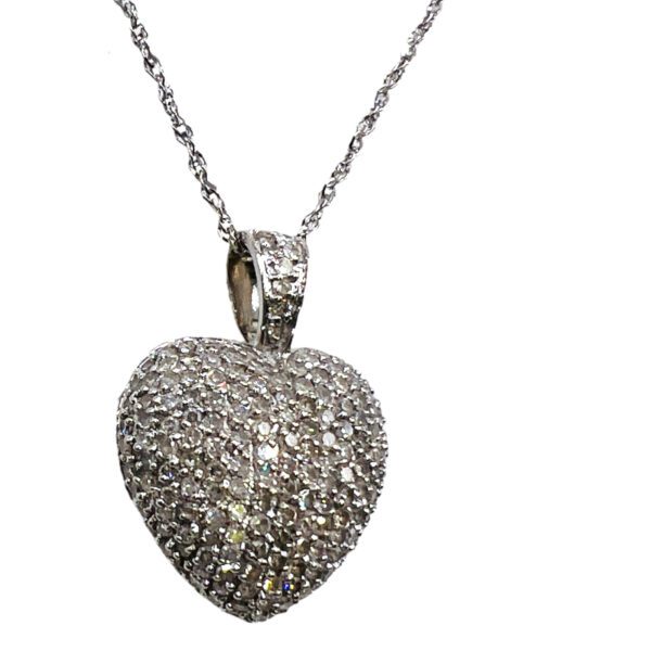 diamond and white gold puffed pendant necklace.