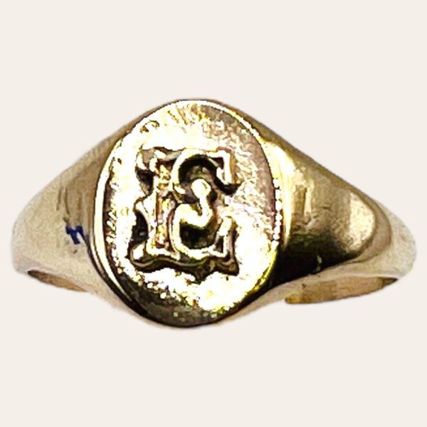 14k Yellow Ring "E" Initial Size 3.25