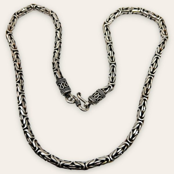 Bali Style Sterling Silver Byzantine Necklace Hook Clasp 20"