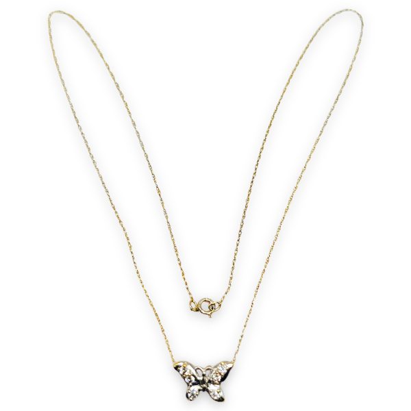 10k Two Tone Butterfly w/Cubic Zirconia 16" Chain - Image 3