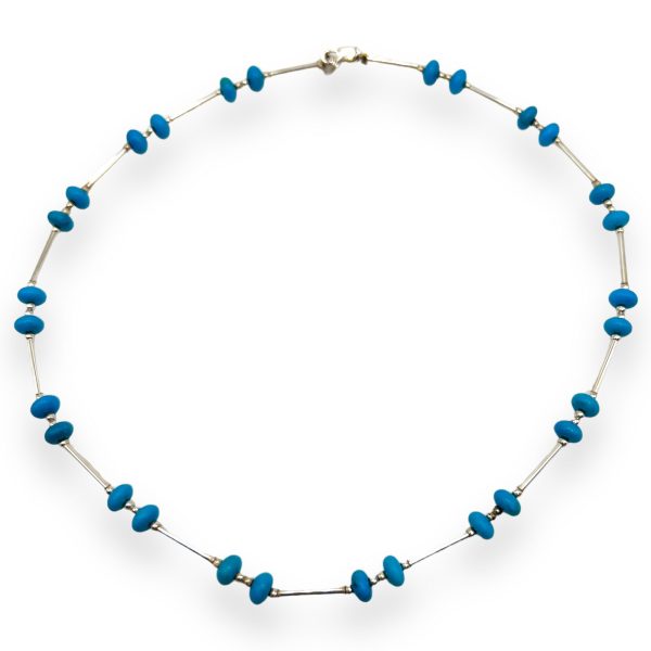 Sterling Silver Fancy Beads Turquoise Tm Cup Necklace