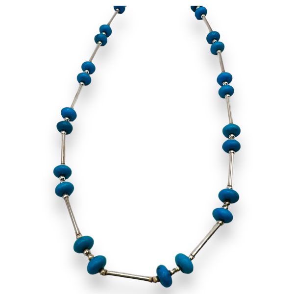 Sterling Silver Fancy Beads Turquoise Tm Cup Necklace - Image 5