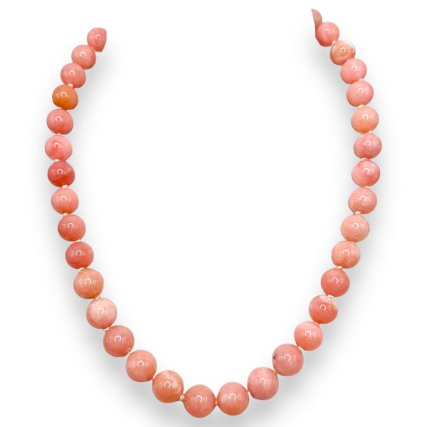 Hand Knotted Pink Peruvian Opal Beads 10-11mm Round Necklace 18"& Gold Plated Fish Hook Clasp - Image 8