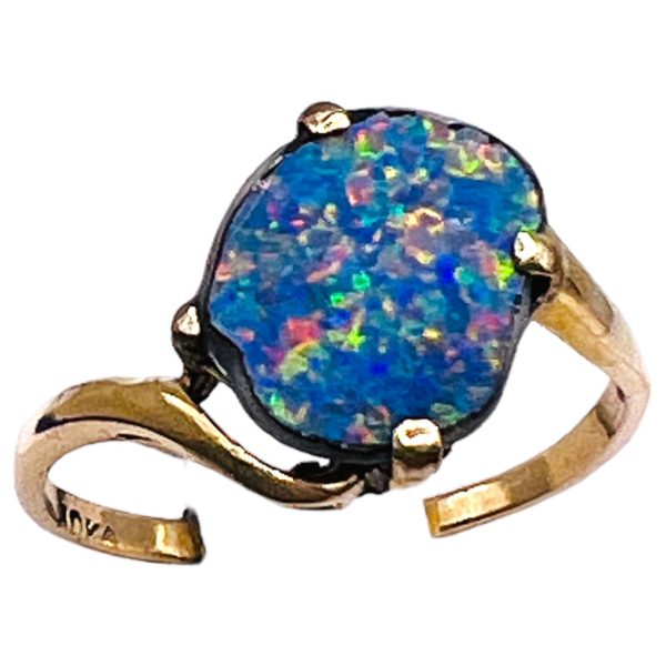 14k Yellow Gold Ring w/Triplex Opal Size 6.5