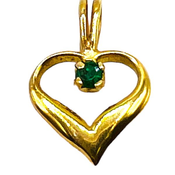 10k Yellow Gold Heart with Emerald 0.05ct Pendant