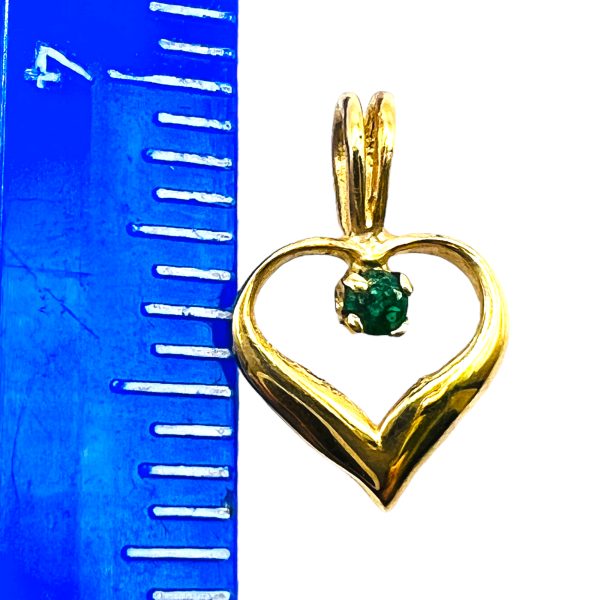 10k Yellow Gold Heart with Emerald 0.05ct Pendant - Image 5