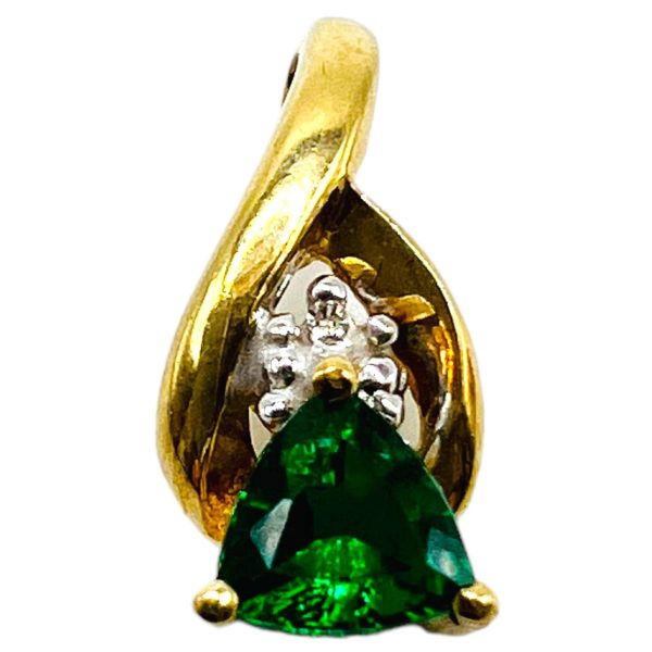 10k Yellow Gold CHATHAM Emerald Pendant