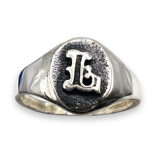 Sterling Silver Oxidized Initial Character 'L' Ring Size 3