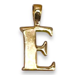 10k solid gold initial E pendant