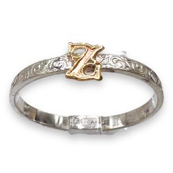 Gold monogram ring with initial lettering Z, size 8.25