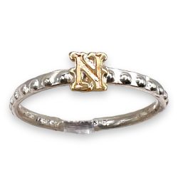 Alphabet initials N gold monogram ring