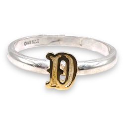 Girls initial letter ring gold monogram D