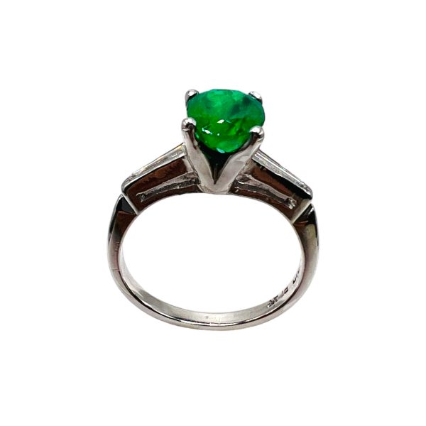 Platinum Emerald Diamond Accent Ring, size 5.5 | Pre-owned - Image 2