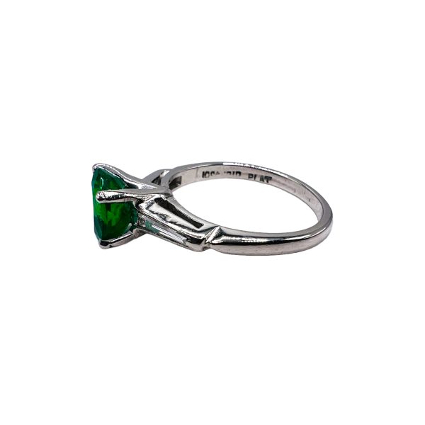 Platinum Emerald Diamond Accent Ring, size 5.5 | Pre-owned - Image 3