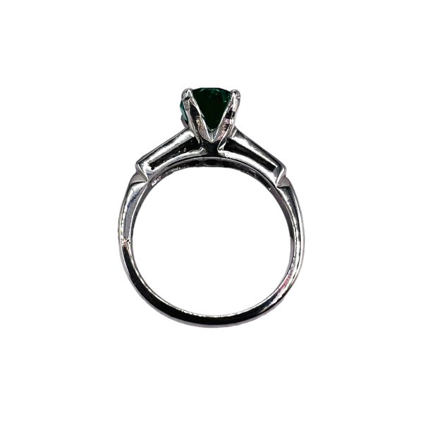 Platinum Emerald Diamond Accent Ring, size 5.5 | Pre-owned - Image 5