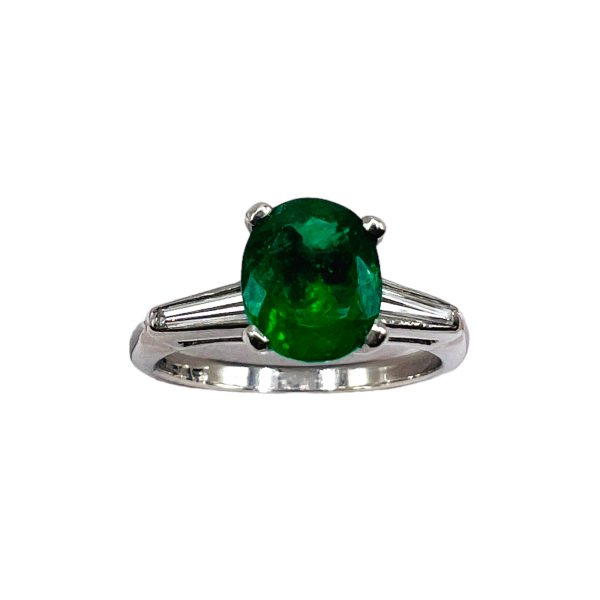 Platinum Emerald Diamond Accent Ring, size 5.5 | Pre-owned - Image 4