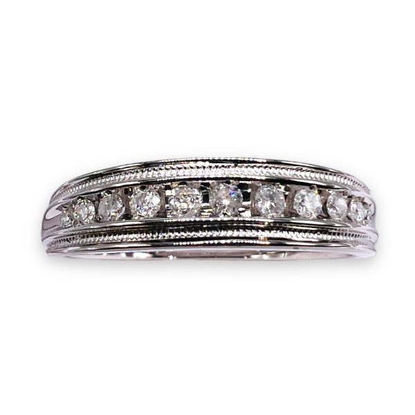 Men's Diamond Channel-set Wedding Band | 14k White Gold - Image 8