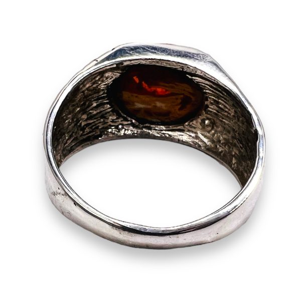 Oxidized Sterling Silver Mexican Opal Ring, Size 9.25 - Image 2