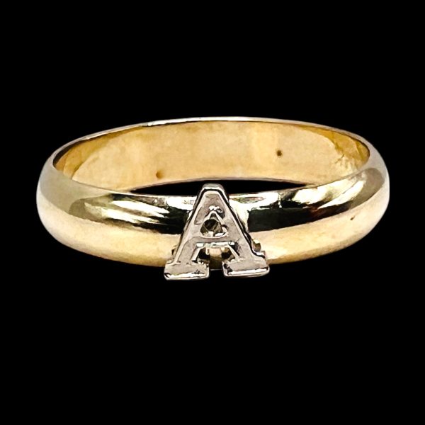 Initial Ring Letter A 14k White Gold Letter, Size 6 - Image 3