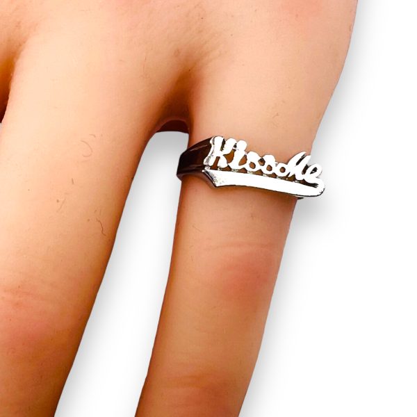 Sterling Silver Plate Word Ring "KISSME" Size 4.75 - Image 2