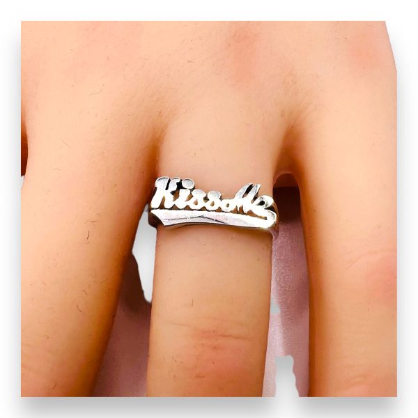 Sterling Silver Plate Word Ring "KISSME" Size 4.75 - Image 9