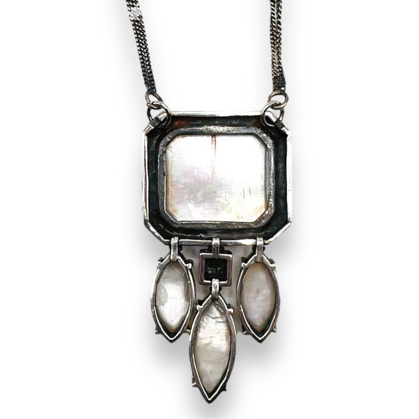 Mother of Pearl & Marcasite Sterling Silver Dangle Necklace - Image 2