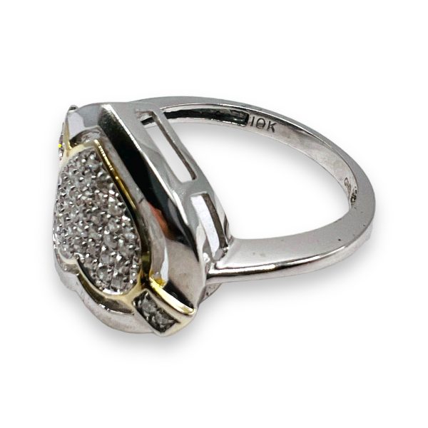 10k White Gold Micro Pave Diamond Heart Ring, Size 6 - Image 5