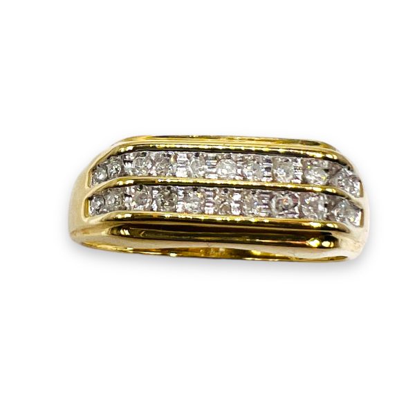 14k Gold Two-Row Channel Set Diamond Wedding Ring Size 10.25 - Image 7