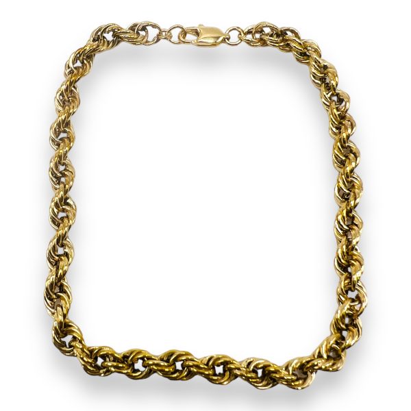 14k Solid Yellow Gold Rope Chain Bracelet 8.5" | pre-owned