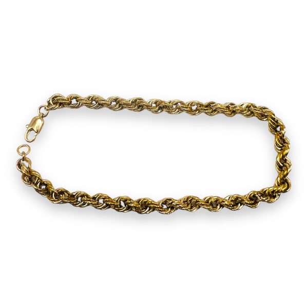 14k Solid Yellow Gold Rope Chain Bracelet 8.5" | pre-owned - Image 5