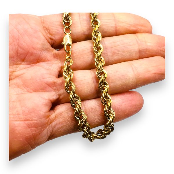 14k Solid Yellow Gold Rope Chain Bracelet 8.5" | pre-owned - Image 4