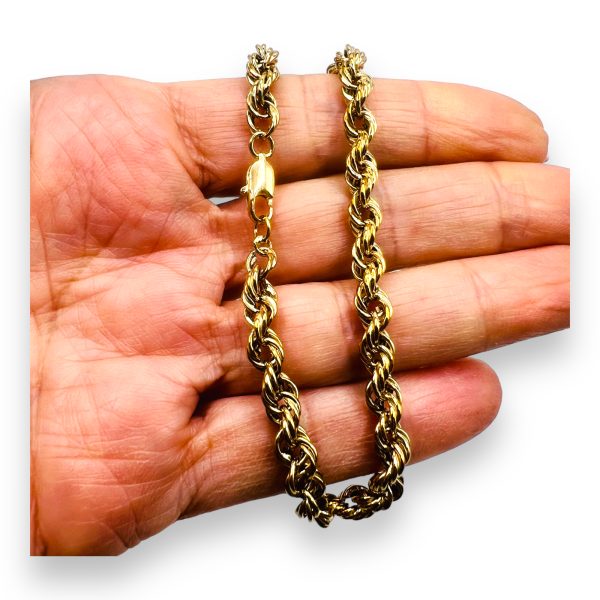 14k Solid Yellow Gold Rope Chain Bracelet 8.5" | pre-owned - Image 2