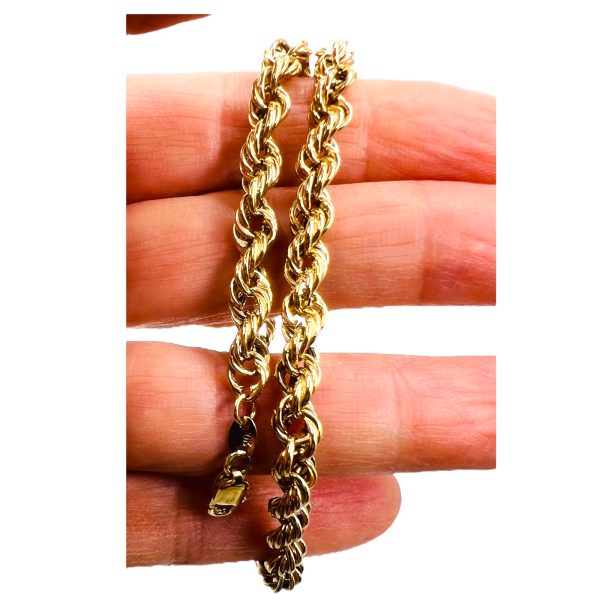 Ankle Bracelet 10k Yellow Gold Rope Anklet 11.75" - Image 2