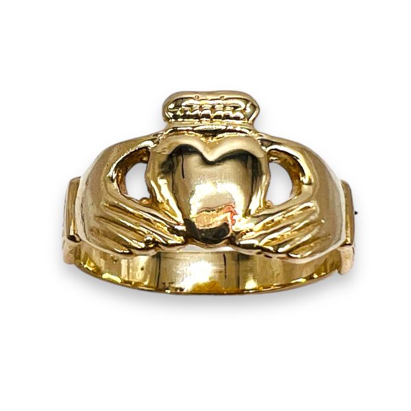 10k Real Yellow Gold Claddagh Ring, Size 5.25