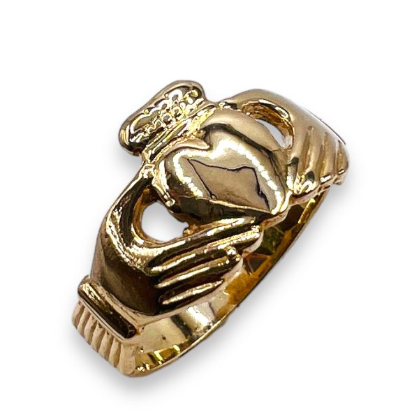 10k Real Yellow Gold Claddagh Ring, Size 5.25 - Image 8