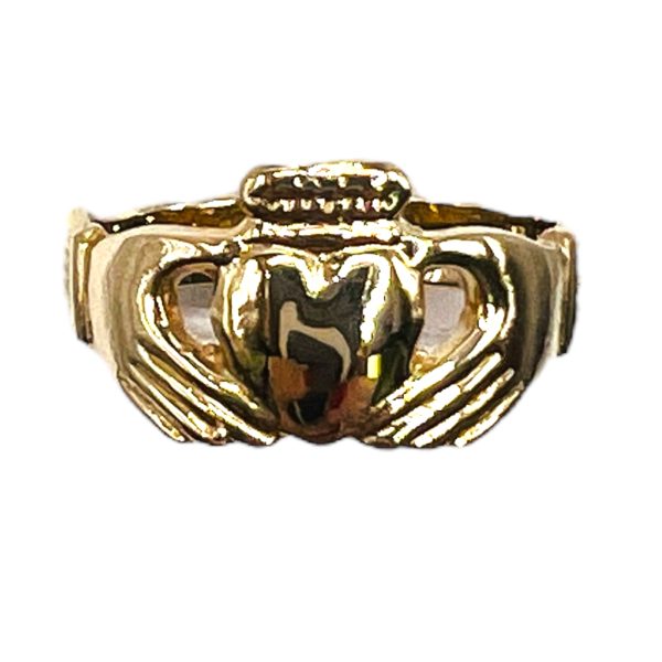 10k Real Yellow Gold Claddagh Ring, Size 5.25 - Image 4