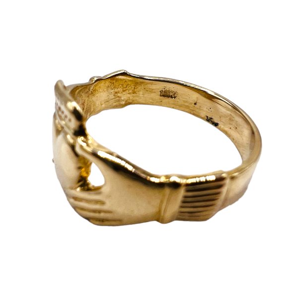 10k Real Yellow Gold Claddagh Ring, Size 5.25 - Image 5